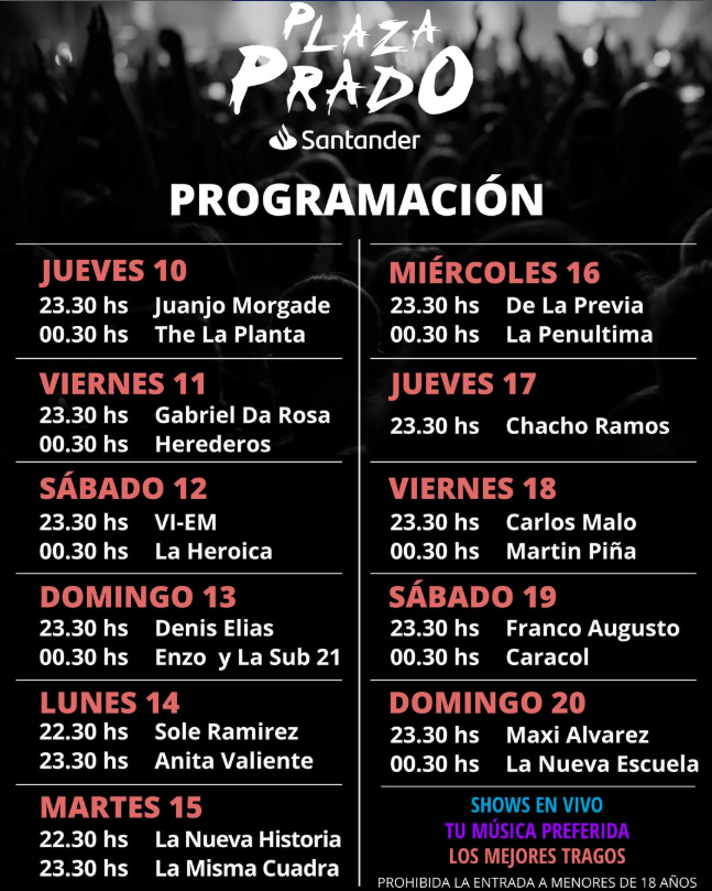 Programación plaza prado 2026